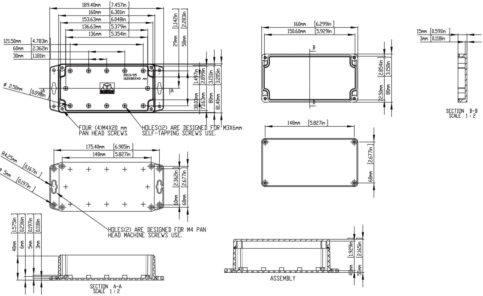 קופסאות זיווד מפלסטיק לאלקטרוניקה MULTICOMP G1XXMF G2XXMF G3XXMF S3